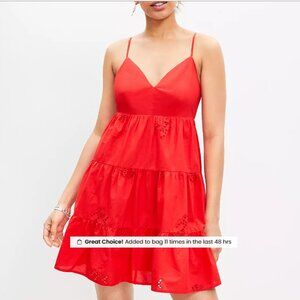 LOFT coral eyelet dress